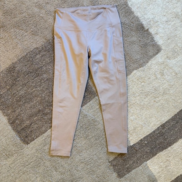 Z by Zella Pants - Z by Zella Womens Mauve Taupe High Waist Pocket 7/8 Leggings Size Medium RN58665